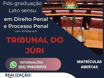 Foto da Notícia: Matrículas estão abertas para especialização com ênfase em Tribunal do Júri